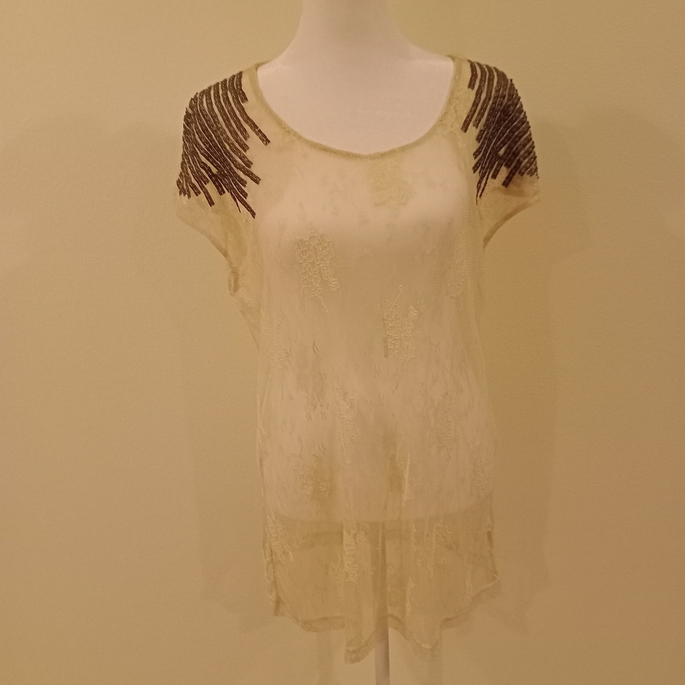 Victoria's Secret Cream and Brown Blouse